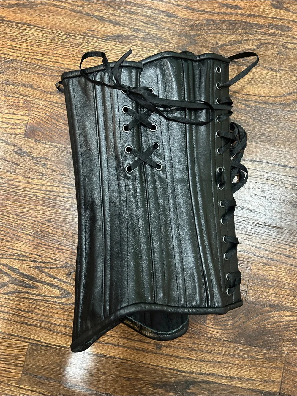 Timeless-Trends Black‎ Genuine Leather Underbust Lace Up Corset Size Smal
